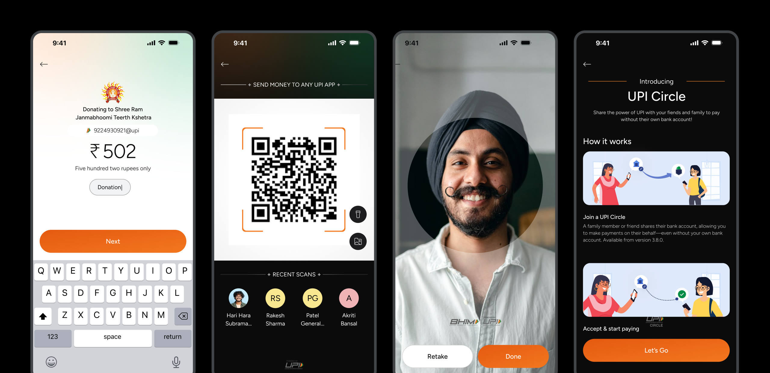 High-fidelity mockup of BHIM app – account / settings screen reflecting inclusive design for regional users.